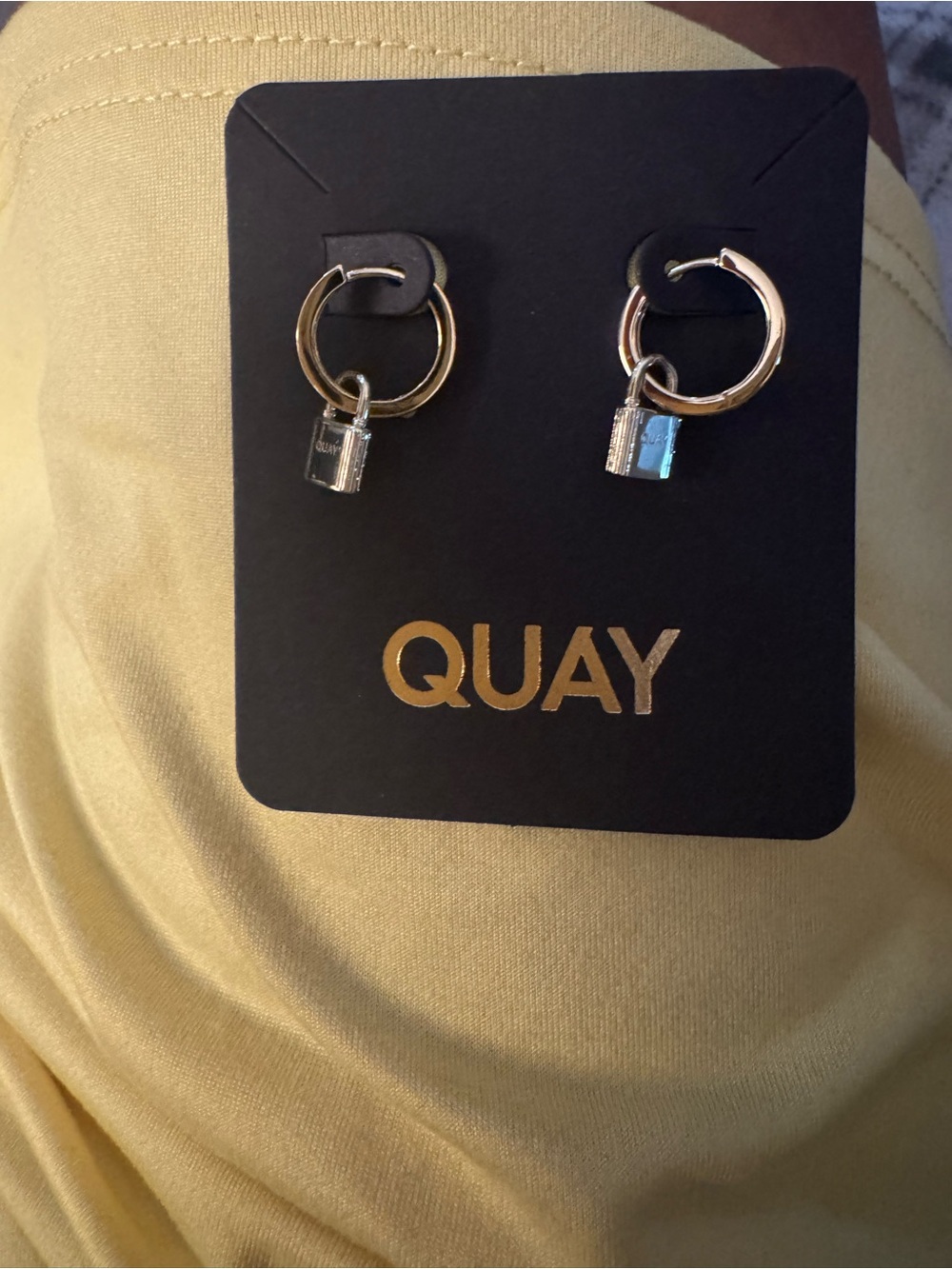 Quay Australia Mini Padlock Hoop Earrings in Gold